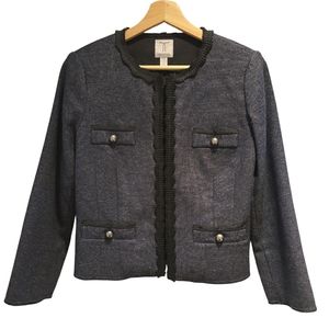Tristan knit Ruffle round neck wool Blazer (S)
